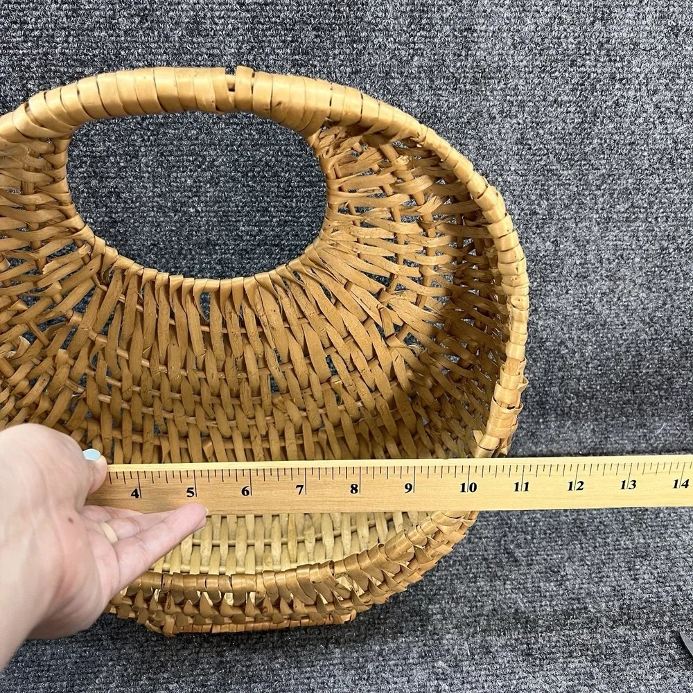 VTG Wicker Wall Hanging Pocket Basket Cottagecore Farmhouse Boho Rustic Natural